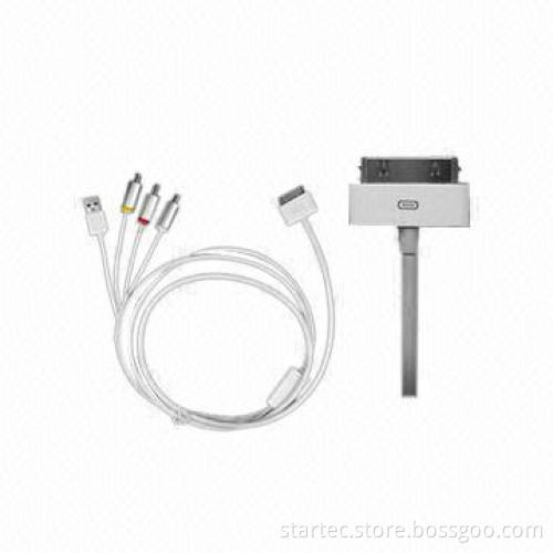 AV USB TV-out Composite Cables, AV Cable 2 + 1 Kit, Soft and Durable